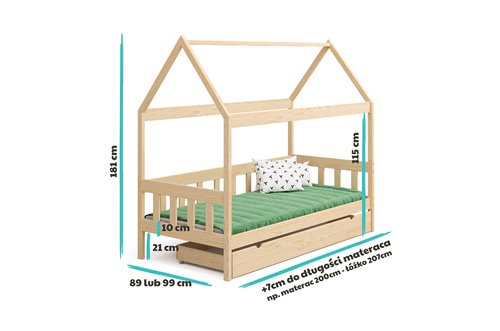 Drewniane łóżko domek SIMON