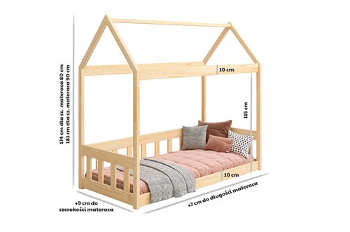 Drewniane łóżko DOMEK BEN