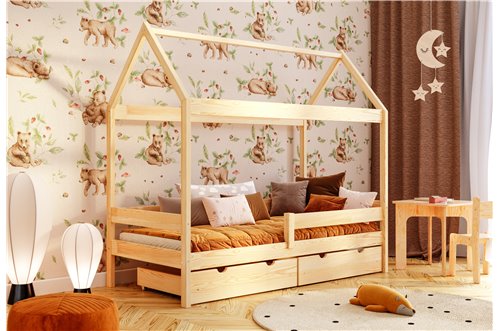 Drewniane łóżko DOMEK PLUS