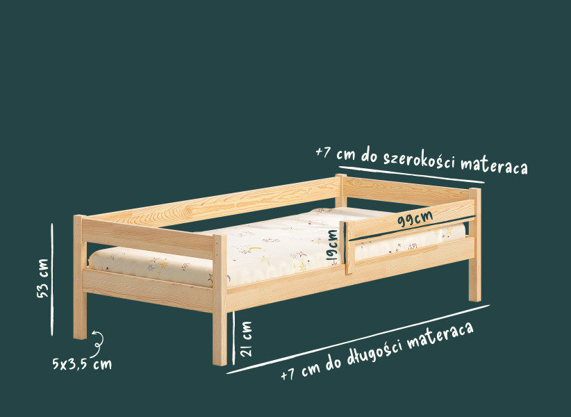 Drewniane Łóżko Pojedyncze PAUL 180x90 - Łóżko Dziecięce z Szufladami