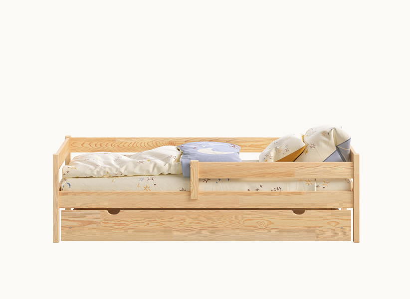 Drewniane Łóżko Pojedyncze PAUL 180x90 - Łóżko Dziecięce z Szufladami