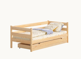 Pojedyncze Łóżko Dziecięce CHARLES z Wysoką Barierką i Zagłówkiem