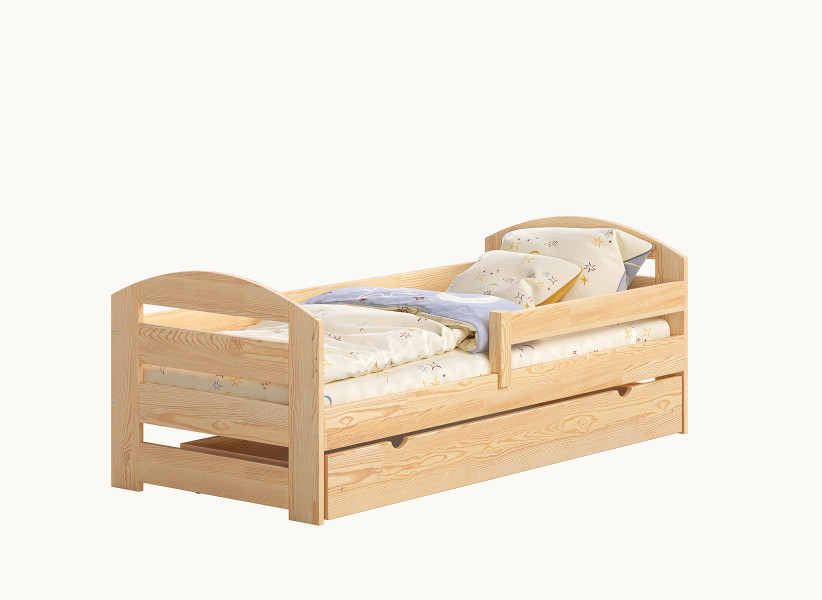 Łóżko dla Dziecka CLAUDINE 180X80cm z Drewna Sosnowego z Barierką