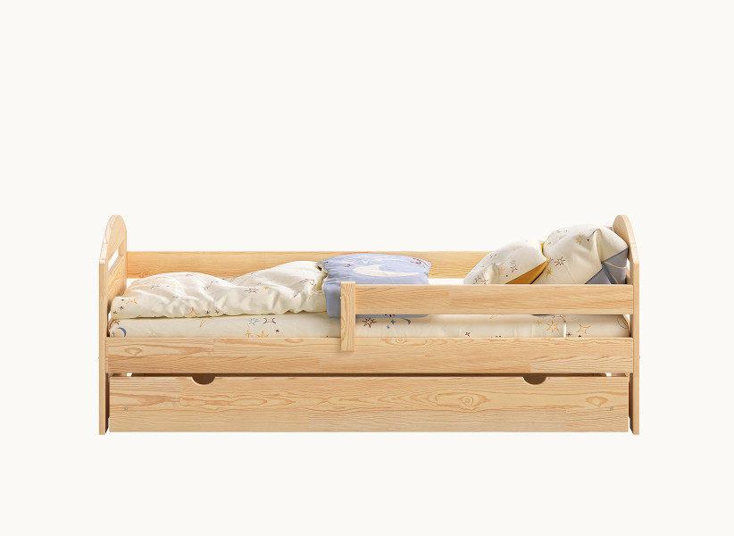 Łóżko dla Dziecka CLAUDINE 180X80cm z Drewna Sosnowego z Barierką