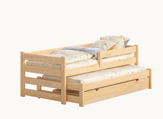Drewniane Łóżko Dziecięce ERNEST - Pojedyncze Łóżeczko z Dostawką