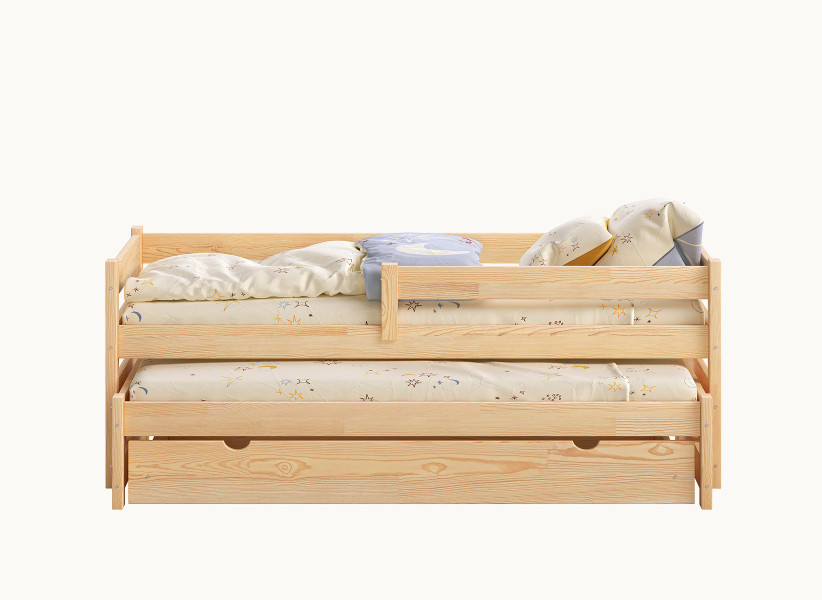 Drewniane Łóżko Dziecięce ERNEST - Pojedyncze Łóżeczko z Dostawką