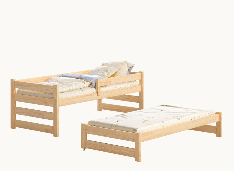 Drewniane Łóżko Dziecięce ERNEST - Pojedyncze Łóżeczko z Dostawką
