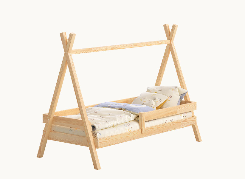 Drewniane Łóżko Dziecięce TIPI Plus - Łóżeczko Namiot z Szufladą