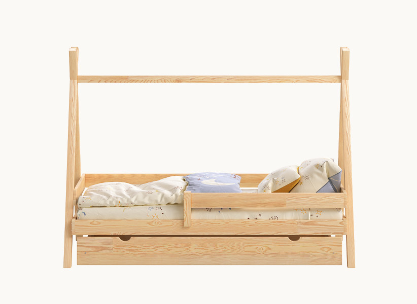 Drewniane Łóżko Dziecięce TIPI Plus - Łóżeczko Namiot z Szufladą