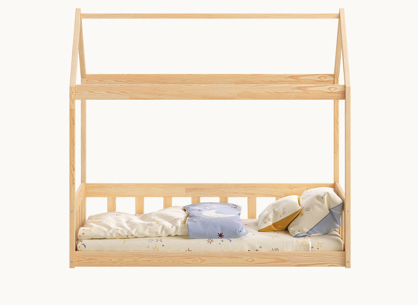 Drewniane Łóżko Domek - Dziecięce Łóżko w Kształcie Domku