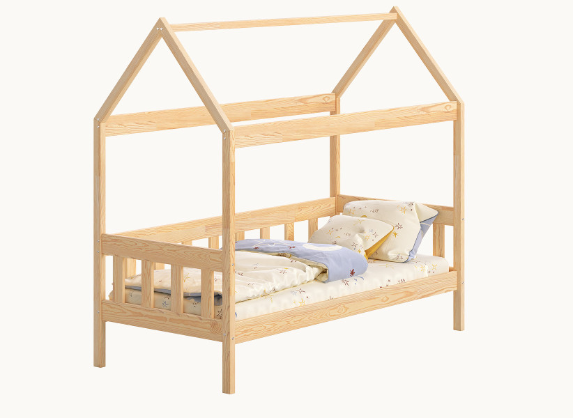 Drewniane Łóżko Domek SIMON - Łóżeczko Dziecięcy Domek do Spania