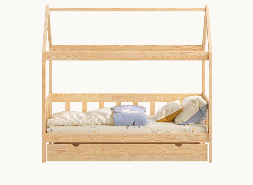 Drewniane Łóżko Domek SIMON - Łóżeczko Dziecięcy Domek do Spania