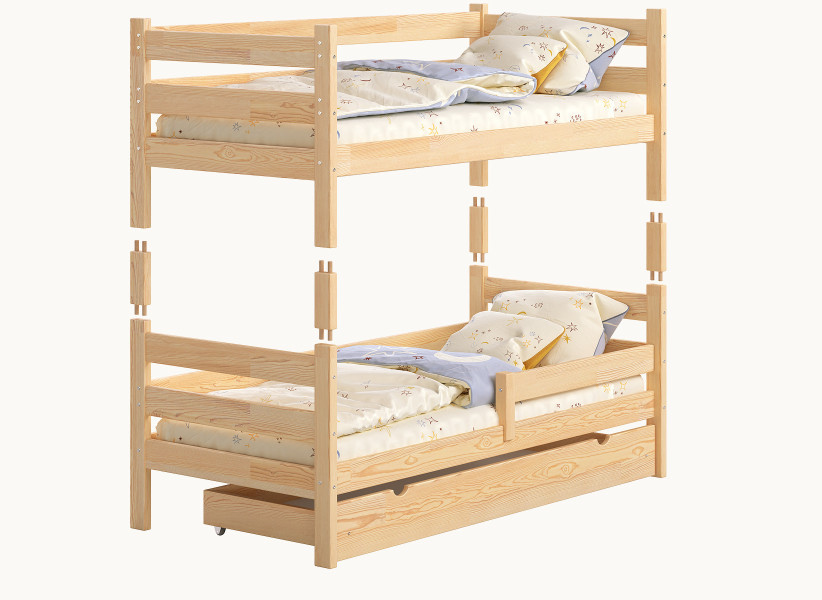 Drewniane Łóżko Piętrowe Rozkładane - MATTEO LUX dla 2 Dzieci