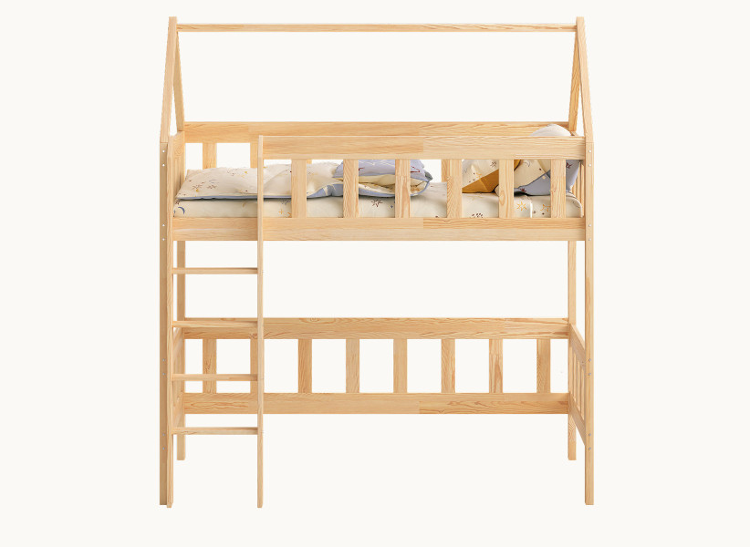 Drewniane Łóżko Piętrowe CHARLIE Domek z Drabinką 80x160 i 90x180cm