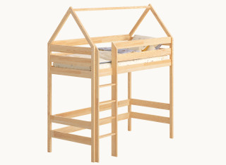 Drewniane Łóżko Piętrowe CHARLIE Domek z Drabinką 80x160 i 90x180cm