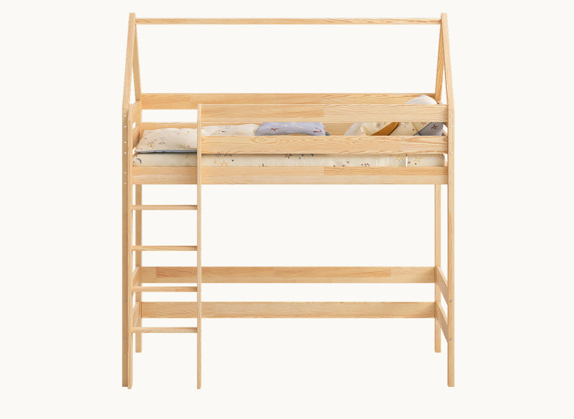 Drewniane Łóżko Piętrowe CHARLIE Domek z Drabinką 80x160 i 90x180cm