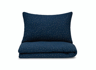 Pościel Muślinowa dla dzieci granatowa ze złotymi kropkami