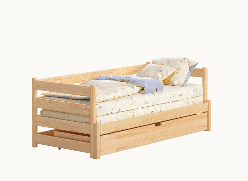 Łóżko rozkładane na jednym poziomie - podwójne łóżko drewniane ANNA