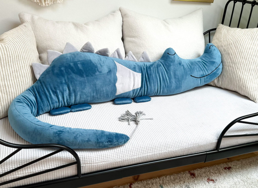 Poduszka smokozaur bawełniany niebieski