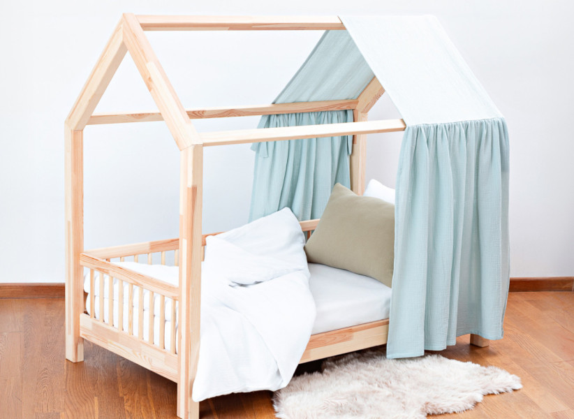 Muślinowa zasłonka dekoracyjna do łóżeczka domku Model 01