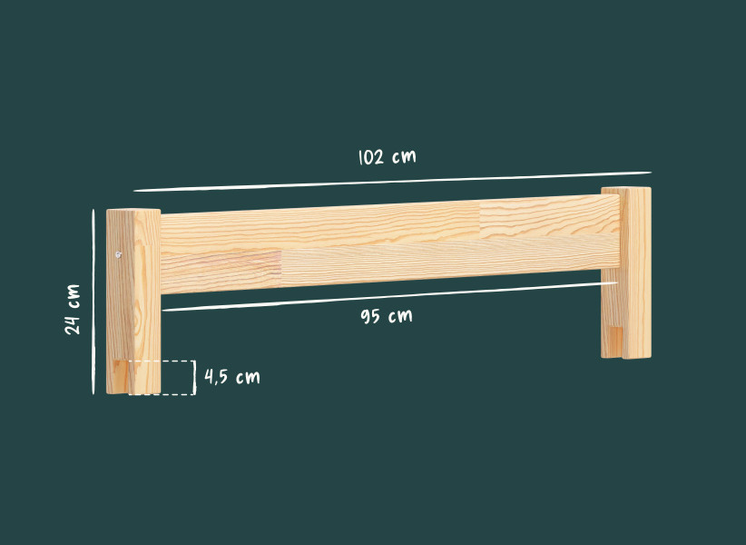 Zdejmowana Barierka Ochronna Drewniana 100cm do Łóżka Dziecięcego