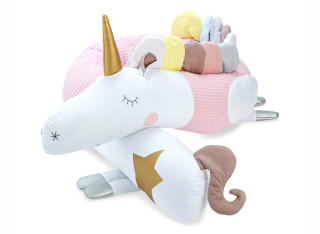 Ochraniacz do łóżeczka Jednorożec różowy z wafelkowej bawełny