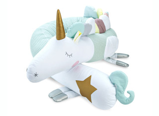 Ochraniacz do łóżeczka Jednorożec miętowy z wafelkowej bawełny