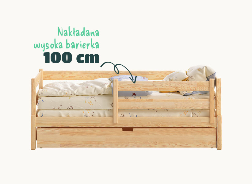 Łóżko rozkładane na jednym poziomie - podwójne łóżko drewniane ANNA