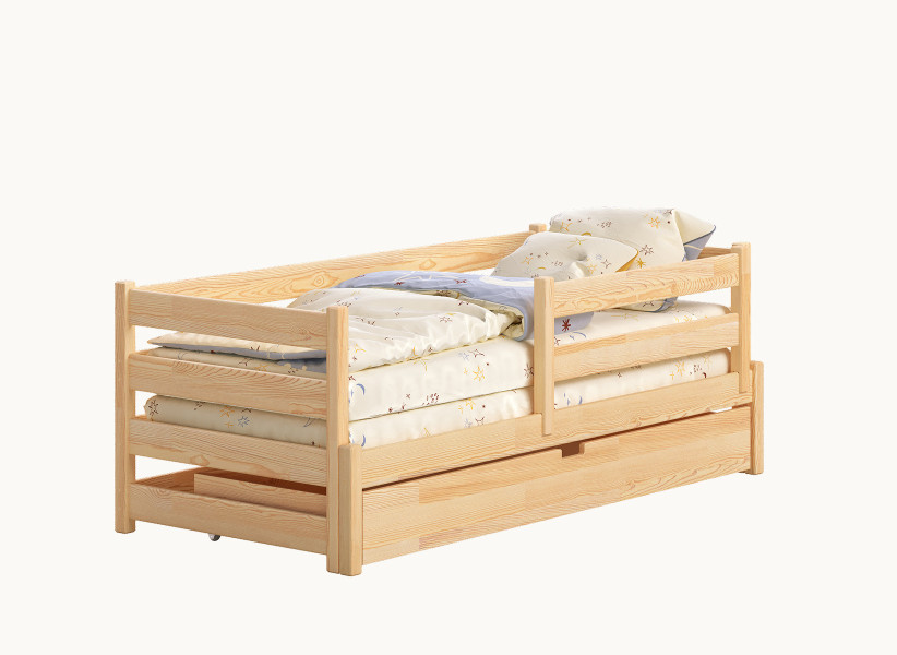 Łóżko rozkładane na jednym poziomie - podwójne łóżko drewniane ANNA