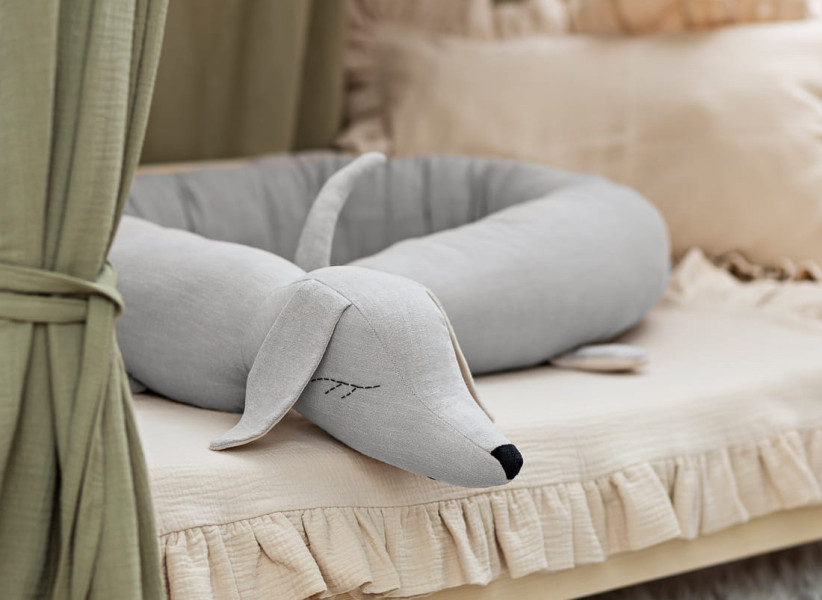 Ochraniacz do łóżeczka jamnik lniany beżowy