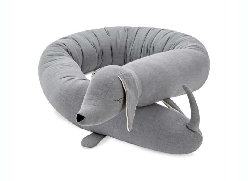 Ochraniacz do łóżeczka jamnik lniany szary