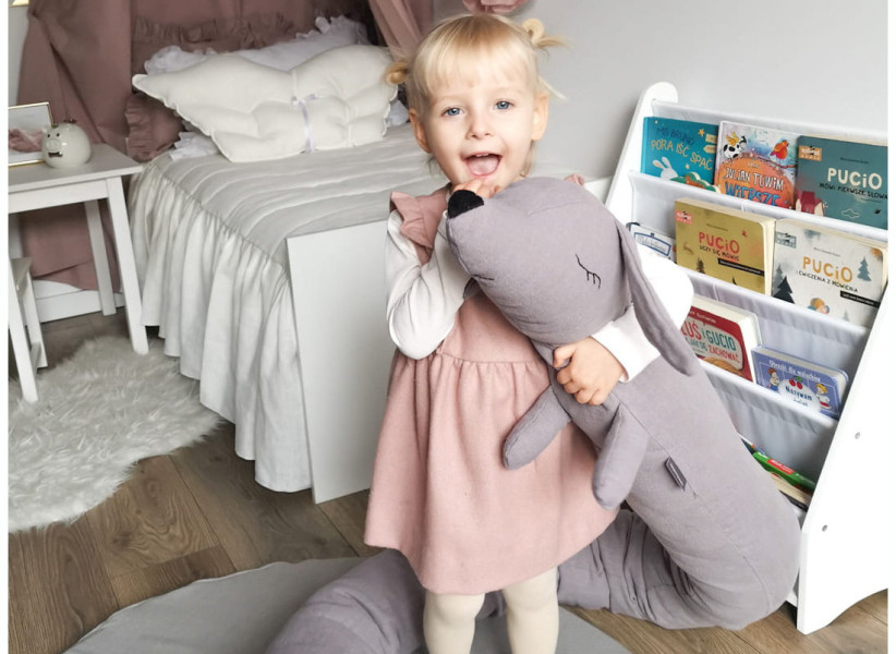 Ochraniacz do łóżeczka jamnik lniany szary