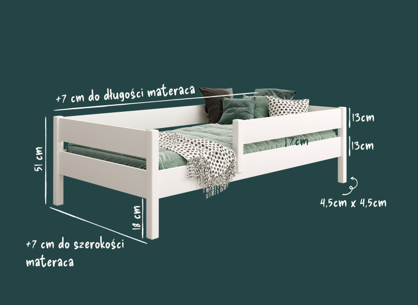 Drewniane, Pojedyncze Łóżko Dziecięce PATRICK 160x80 z Szufladami