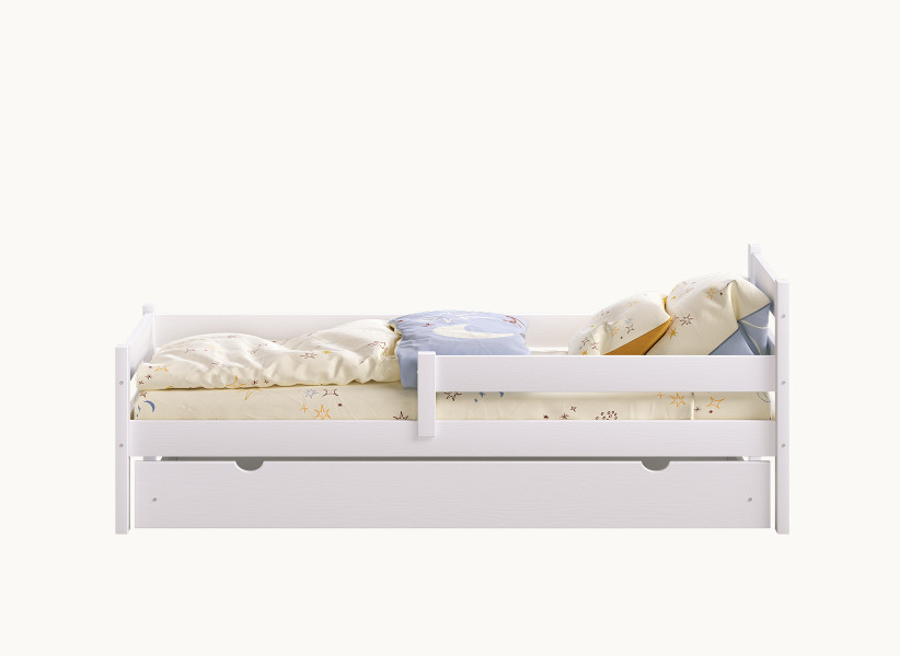 MARGARET - Drewniane Łóżko Dziecięce z Barierką Zabezpieczającą