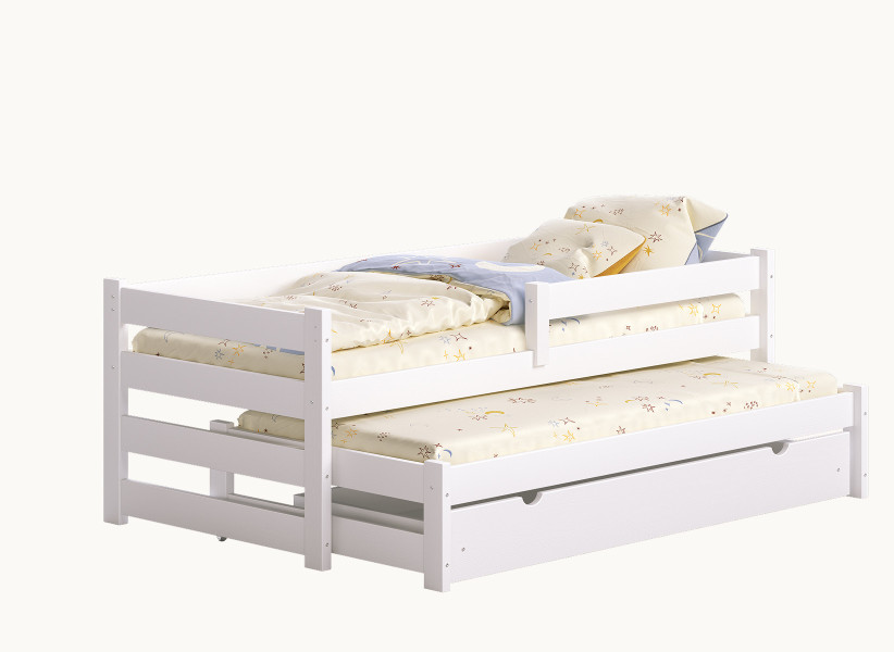 Drewniane Łóżko Dziecięce ERNEST - Pojedyncze Łóżeczko z Dostawką