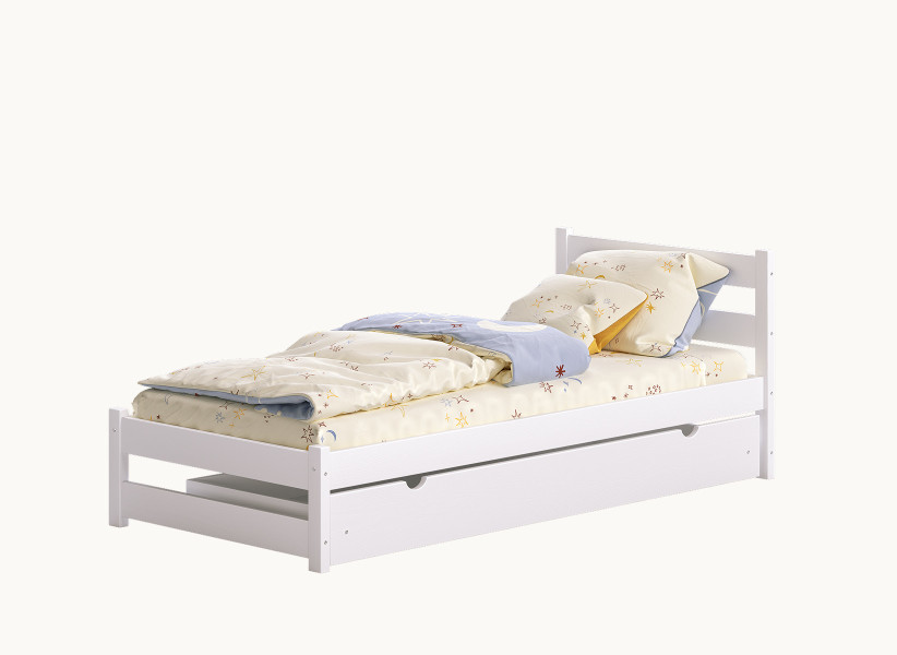 Łóżko Dziecięce Pojedyncze GEORGE - Łóżeczko Bez Barierek z Zagłowkiem