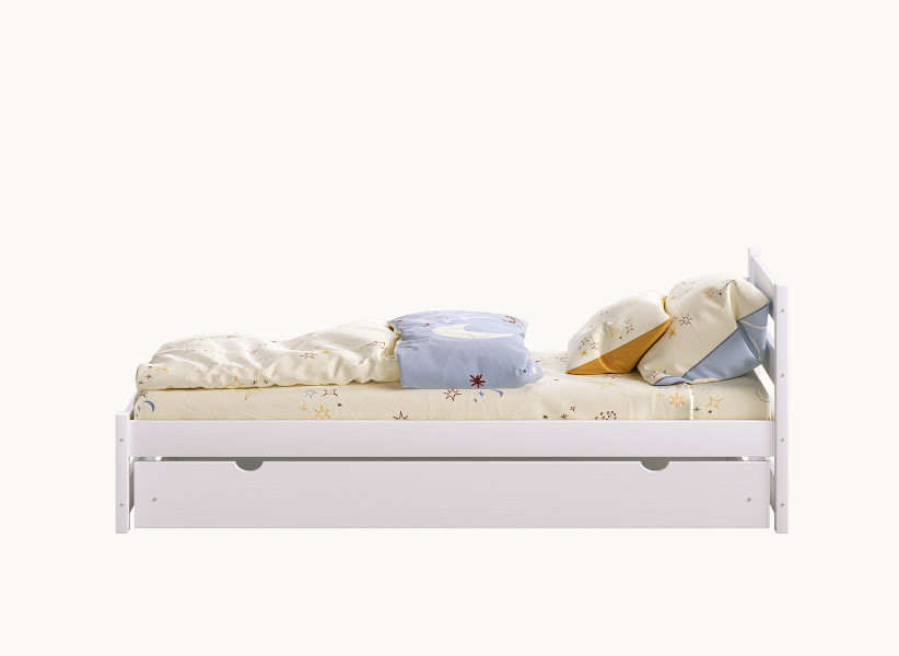 Łóżko Dziecięce Pojedyncze GEORGE - Łóżeczko Bez Barierek z Zagłowkiem