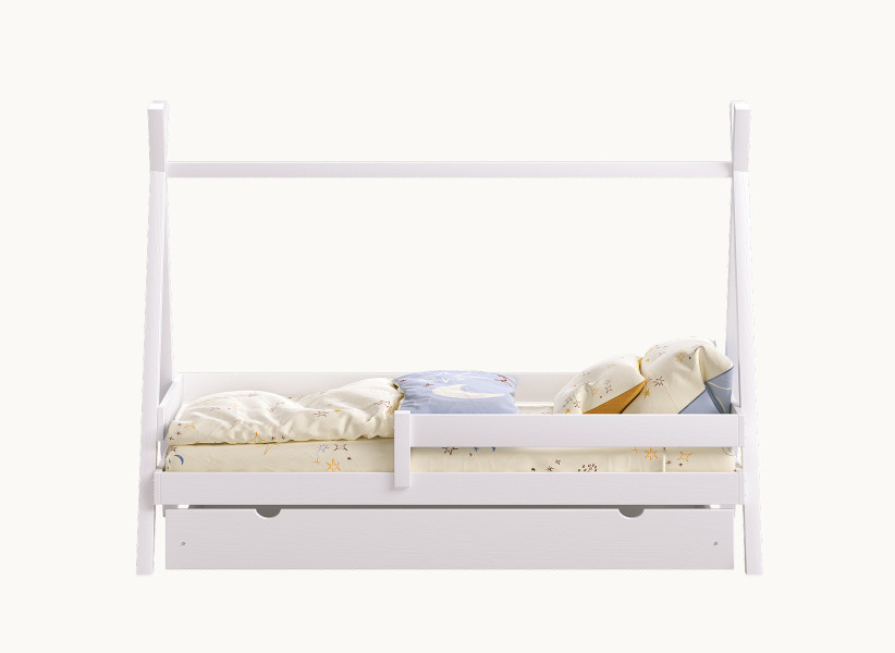 Drewniane Łóżko Dziecięce TIPI Plus - Łóżeczko Namiot z Szufladą