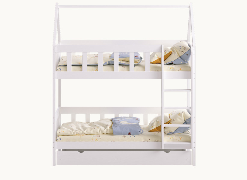 Drewniane Łóżko Piętrowe CHARLIE Domek z Drabinką 80x160 i 90x180cm