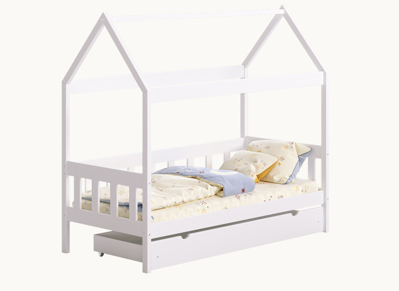 Drewniane Łóżko Domek SIMON - Łóżeczko Dziecięcy Domek do Spania