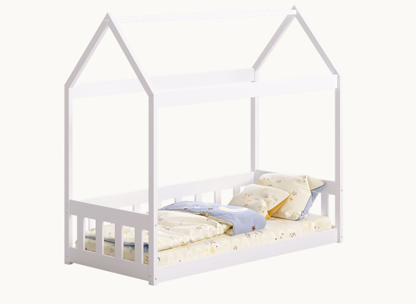 Drewniane Łóżko Domek - Dziecięce Łóżko w Kształcie Domku