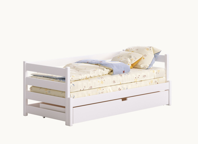 Łóżko rozkładane na jednym poziomie - podwójne łóżko drewniane ANNA