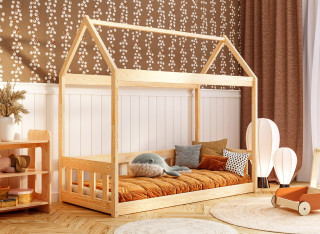 Drewniane Łóżko Domek - Dziecięce Łóżko w Kształcie Domku