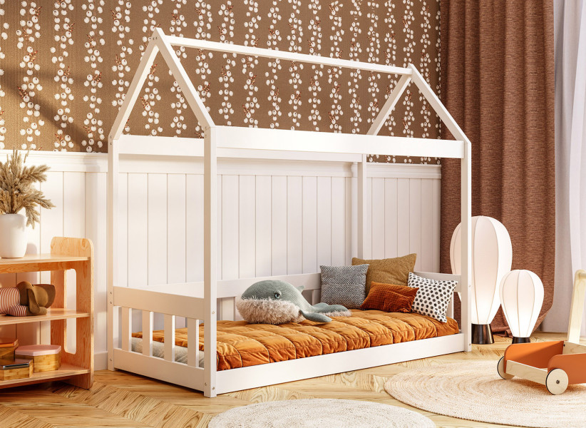 Drewniane Łóżko Domek - Dziecięce Łóżko w Kształcie Domku