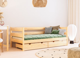 Pojedyncze Łóżko Dziecięce CHARLES z Wysoką Barierką i Zagłówkiem