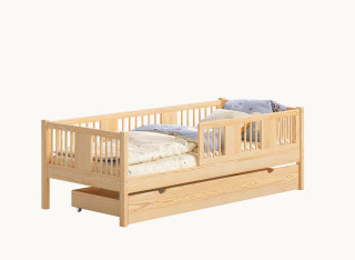 Łóżko dziecięce LENA  – łóżko z szufladą i wysokimi barierkami