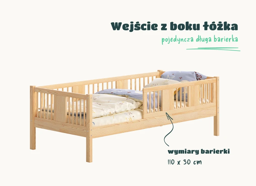 Łóżko LENA 20 cm – barierki podwójne wejście środkowe