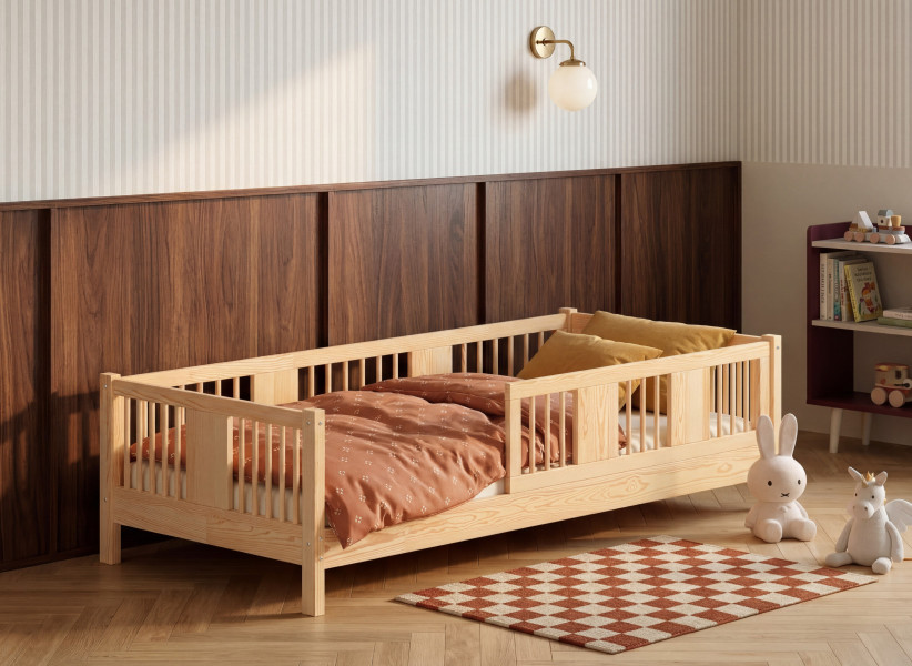 Pojedyncze łóżko dziecięce LENA – niskie łóżko Montessori