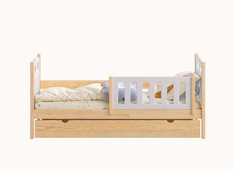 Drewniane Łóżko Dziecięce SUZIE - Jednoosobowe Łóżko do Pokoju Dziecka