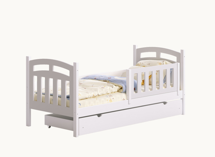 Drewniane Łóżko Dziecięce SUZIE - Jednoosobowe Łóżko do Pokoju Dziecka